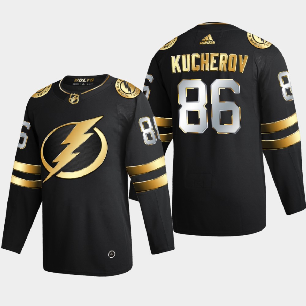 Tampa Bay Lightning #86 Nikita Kucherov Men Adidas Black Golden Edition Limited Stitched NHL Jersey